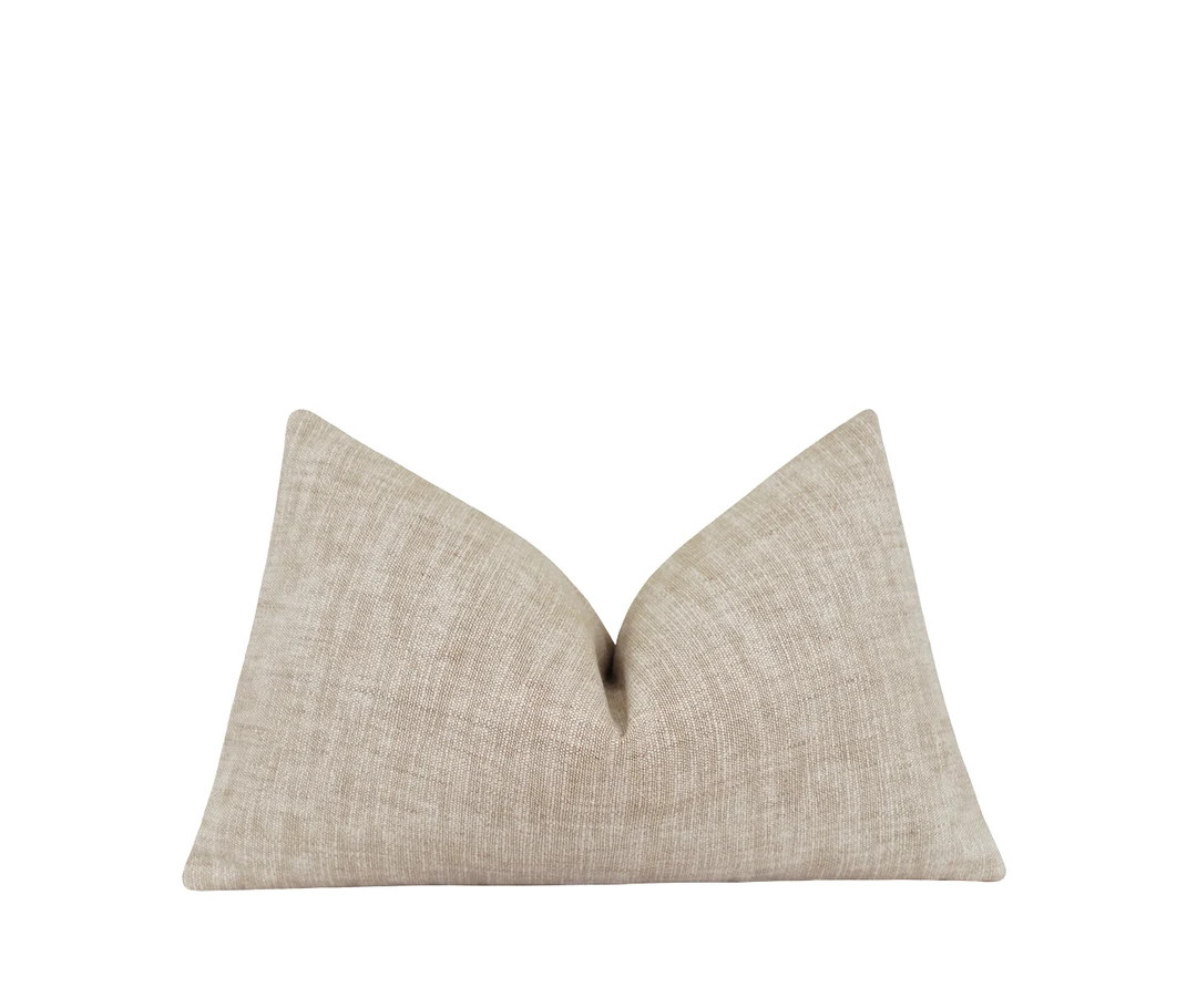 Solid Flax Lumbar Pillow Cover, 12x18 12x20 12x24 Woven Cover, Neutral Tone Pillow Case, Flax Tex... | Etsy (US)