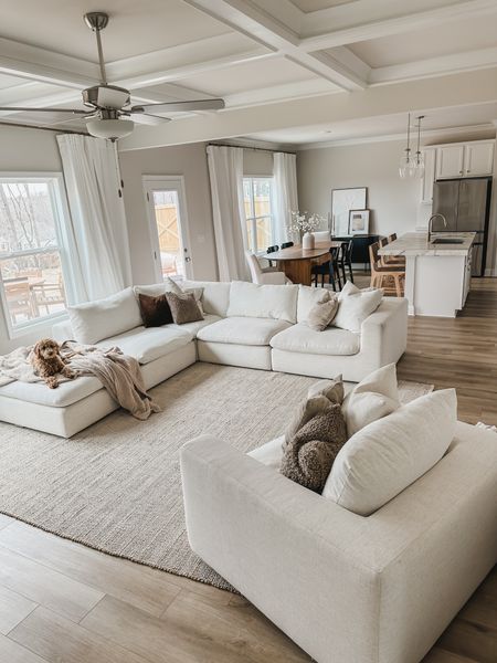 Light and airy open concept, living space styled with a textured rug, a cozy sectional, and Wood furniture details

Shop the look, Amazon finds, home style, furniture finds, Amazon, sectional, cozy style 

#LTKSeasonal #LTKhome #LTKSpringSale