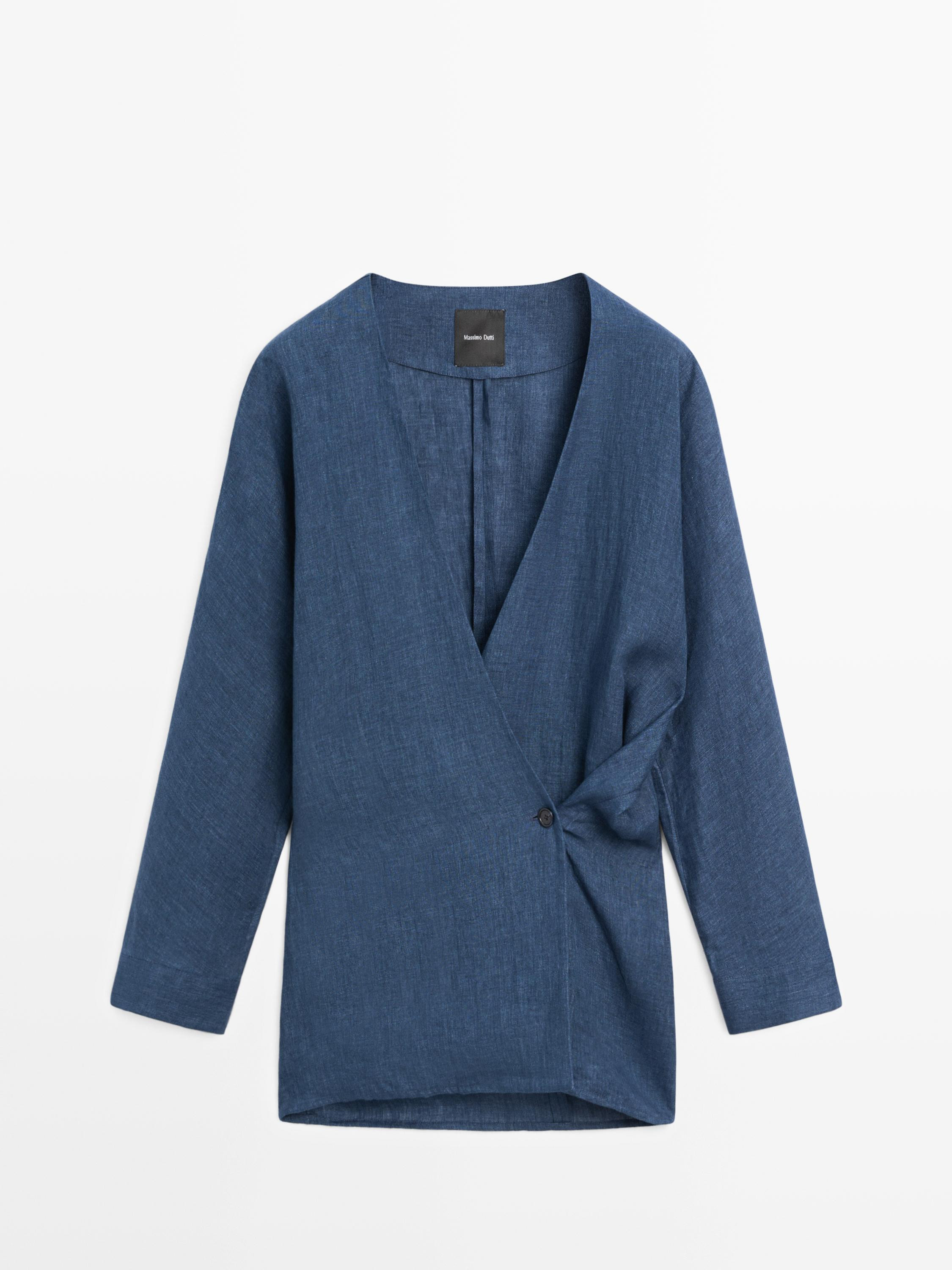 Kimono effet denim total look lin | Massimo Dutti FR