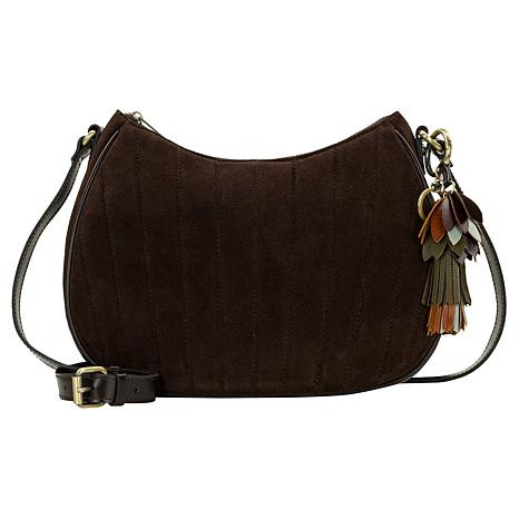 Patricia Nash Sascha Leather Hobo Bag with Flower Tassel - Gray/Grey | HSN