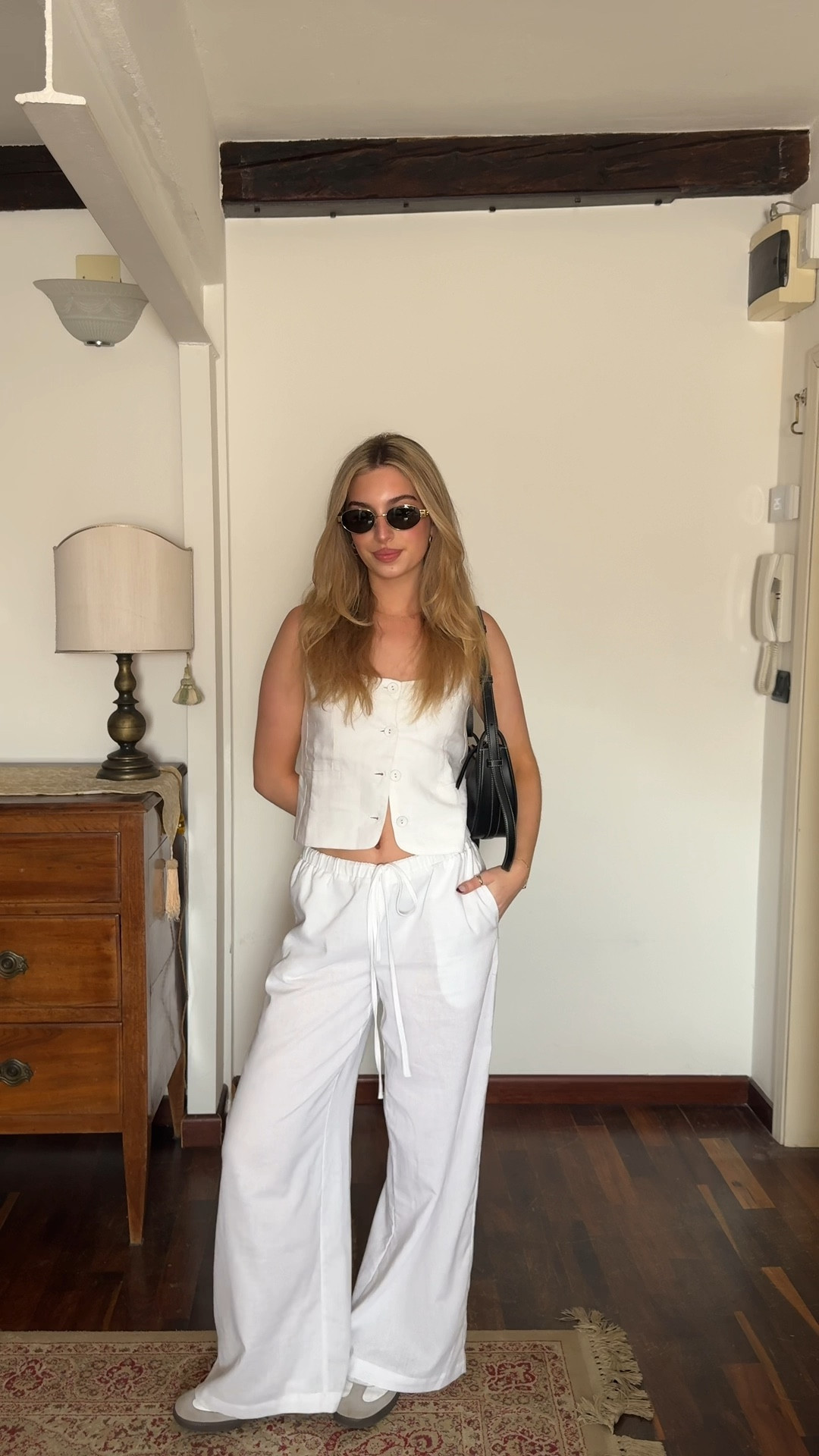 Travel day outfit🤍

Psa- if you are loving the sunglasses but don’t want to spend a whole lot of money - I’ve linked an IDENTICAL pair at a reasonable price point!!!

Pants are from I am Delilah and bag is Polène - alternatives attached below☁️

🏷️ all white outfit, summer outfit, ootd, linen outfit, get dressed with me, euro summer

#LTKbag #LTKstyletip #LTKtravel