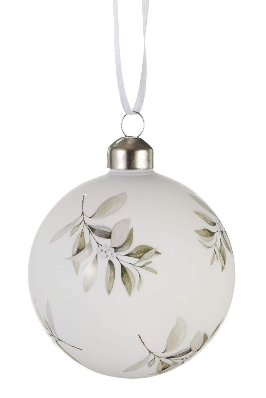 CANVAS White Collection Glass Hand-Painted Floral Ball Christmas Ornament | Canadian Tire
