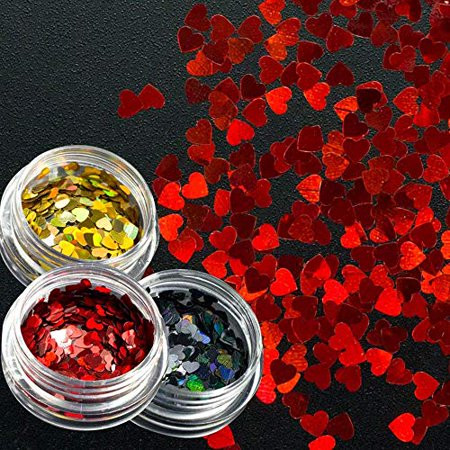 Nail Art Decals Heart Holographic Nail Art Sequins Glitter Kits Valentines Day Nail Art Supplies Kit | Walmart (US)
