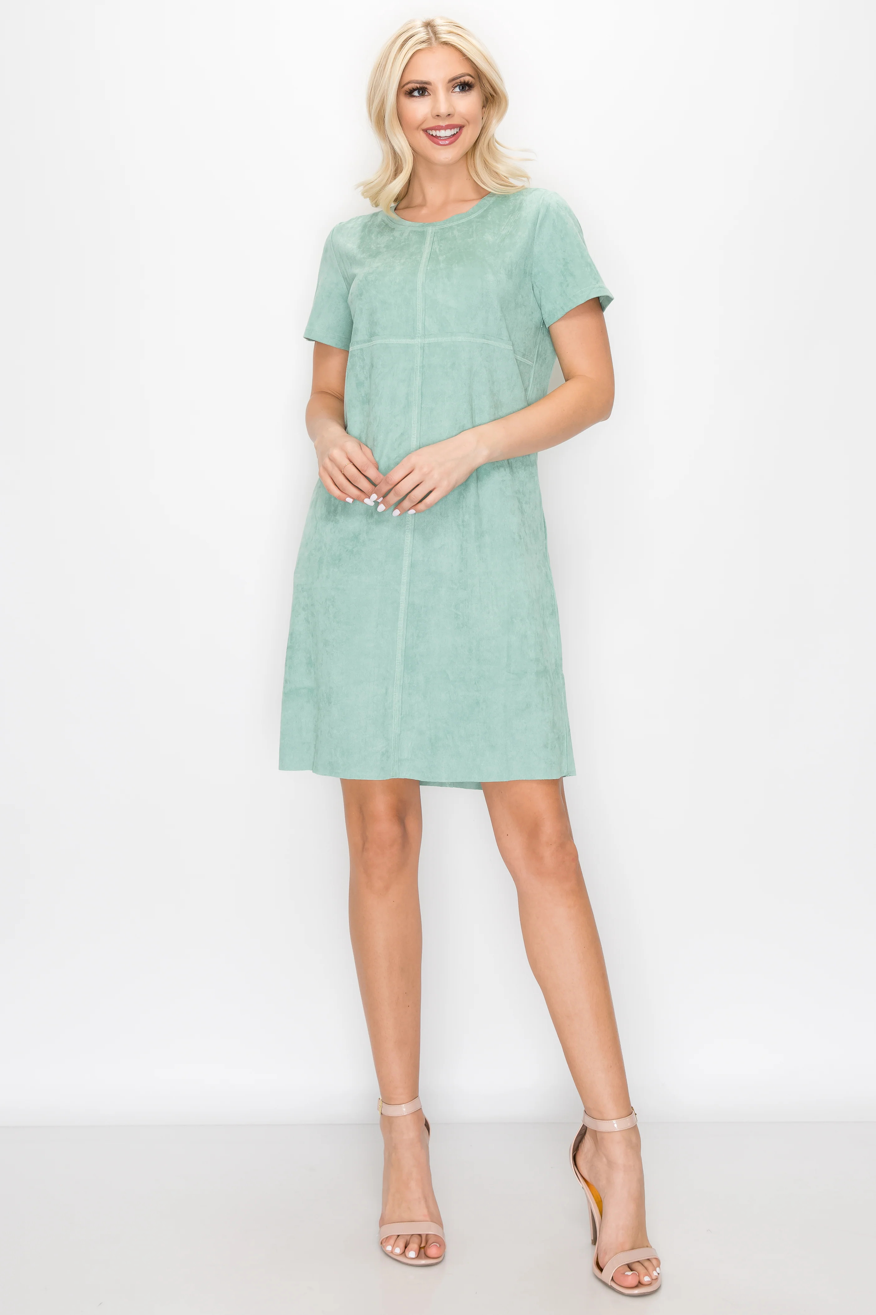 Audrey Suede Round Neck with NO Pockets | Joh Apparel