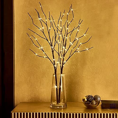 Fudios Lighted Twigs Branches for Vases Battery Operated with Timer 36in 100 LED,Artificial Brown... | Amazon (US)