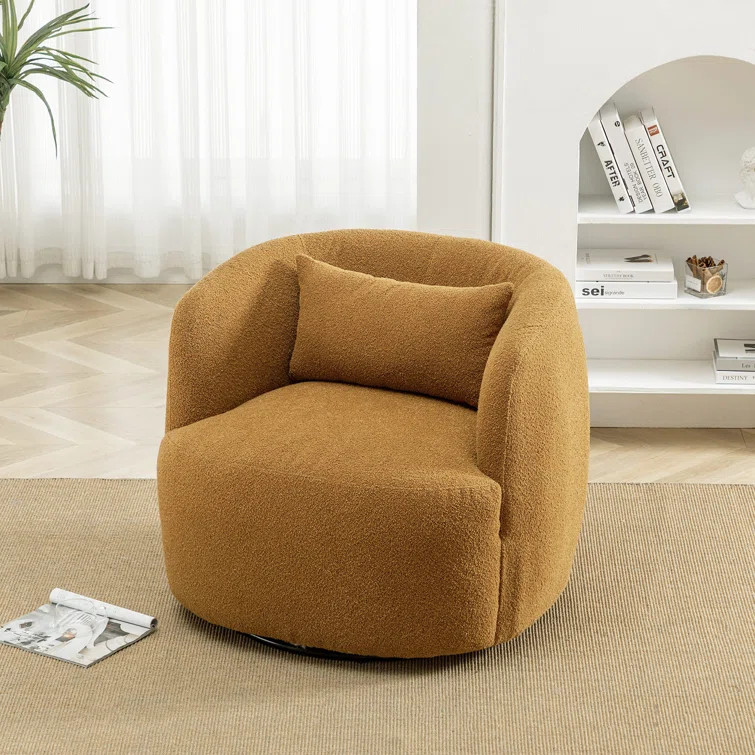 Sydney 34" Wide Boucle Upholstered Swivel Armchair | Wayfair North America