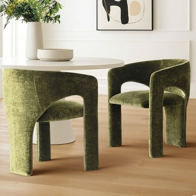 Set of 2 Modern Green Fully Upholstered Dining Chairs with Arms, Thick Cushioned Seat, Accent Dining Chairs for Dining Room or Kitchen-Panipeachy | Target