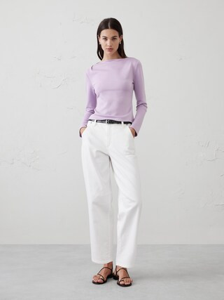 Scuba Pleated Boat-Neck Top | Banana Republic Factory