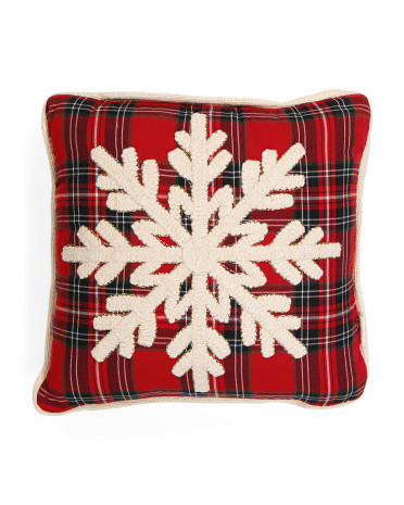 20x20 Plaid Snowflake Embossed Pillow | TJ Maxx