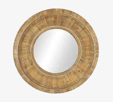 Round Wooden Frame Wall Mirror - 30" | Pottery Barn (US)