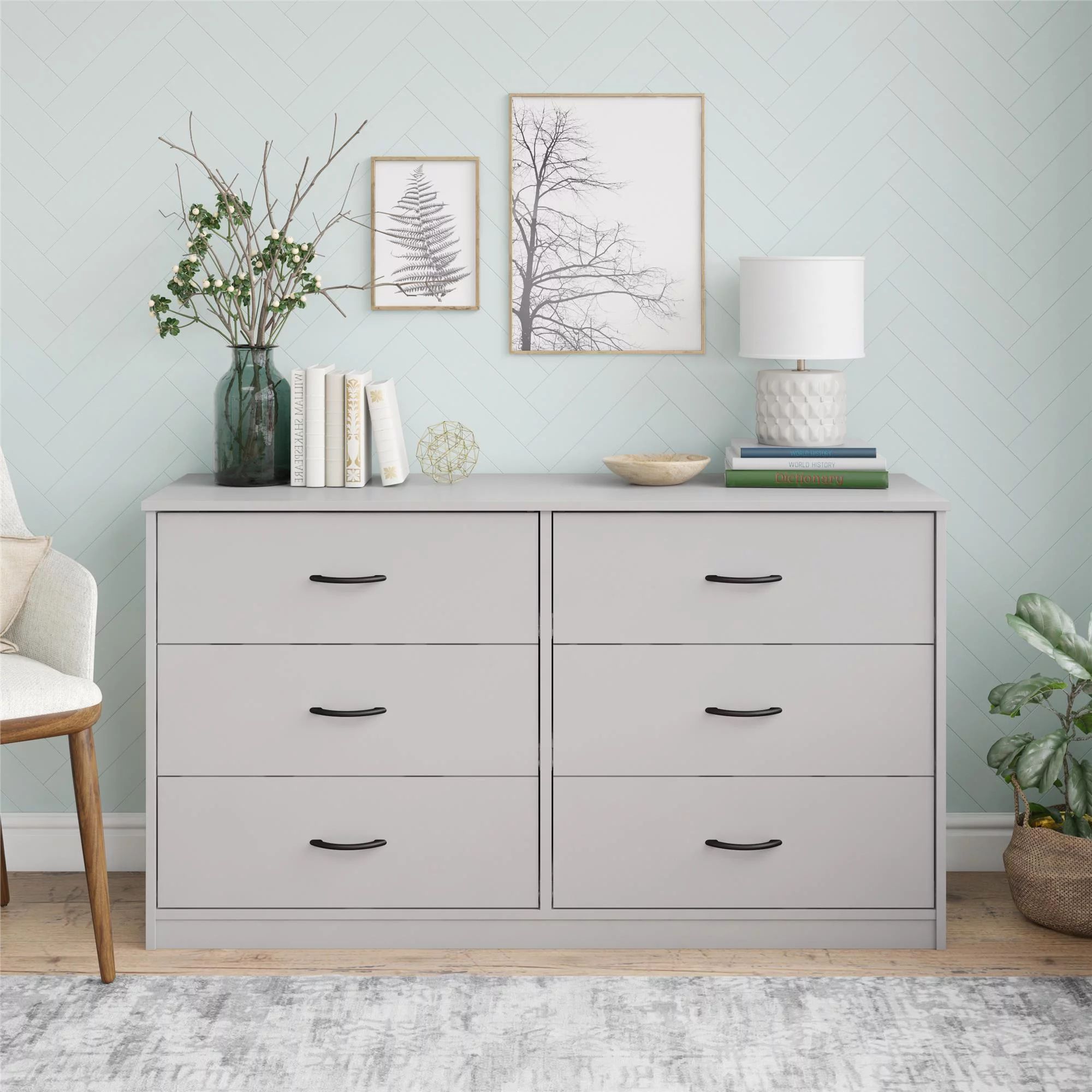 Mainstays Classic 6 Drawer Dresser, Dove Gray - Walmart.com | Walmart (US)