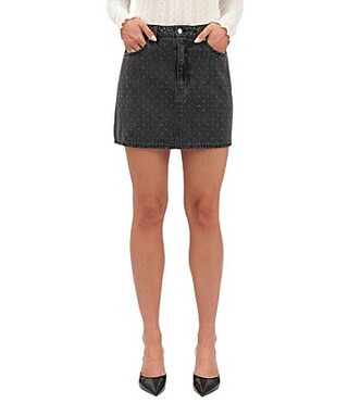 Daze Stach Embellished Mini Denim Skirt - 28 | Dillard's