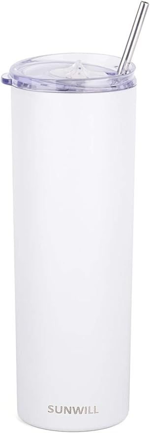 SUNWILL Straw Tumbler Skinny Travel Tumbler with Lid, Vacuum Insulated Double Wall Stainless Stee... | Amazon (US)
