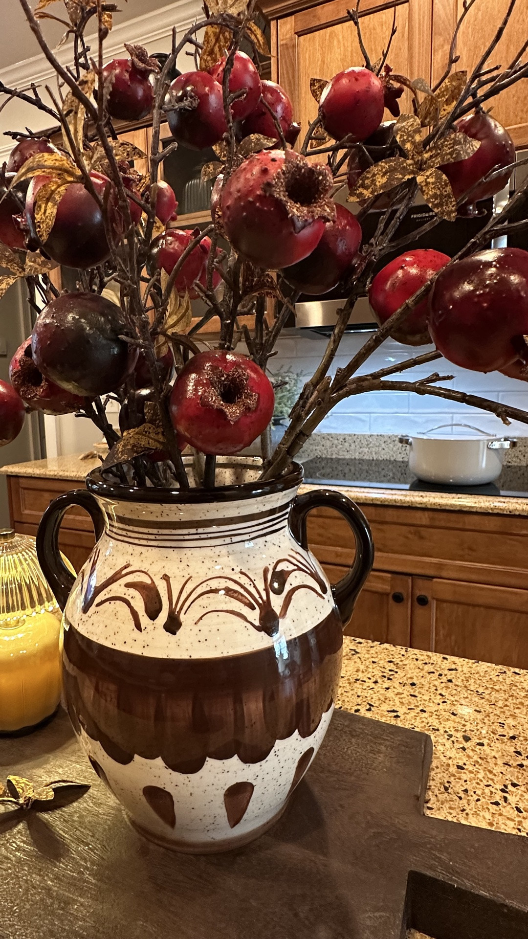 When I say a PERFECT COMBINATION these pomegranate stems pairs so beautifully with this gorgeous vase it has Brown and natural hues which allows them to compliment each other.

#LTKHome