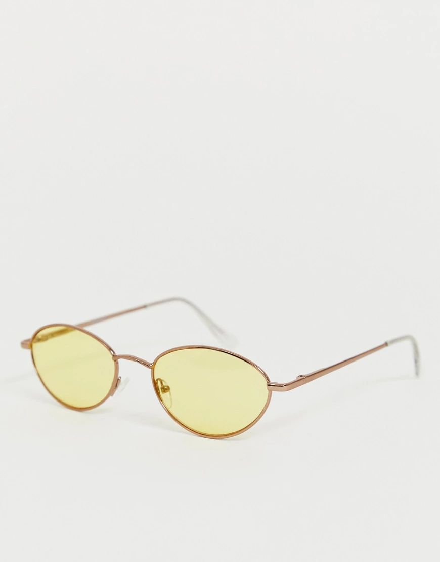 ASOS DESIGN oval sunglasses in copper with yellow lenses | ASOS (Global)