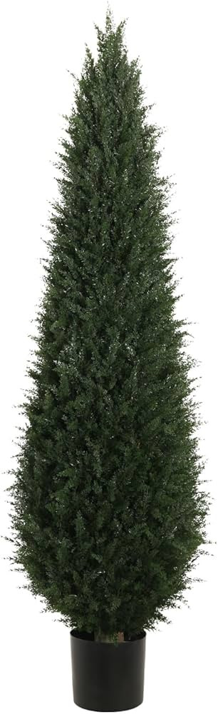 6ft(72”) Artificial Cedar Topiary Tree Potted Plants UV Resistant Leaves Outdoor Artificial Shr... | Amazon (US)