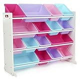 Tot Tutors WO574 Forever Collection Wood Toy Storage Organizer, X-Large, White/Blue/Pink/Purple | Amazon (US)