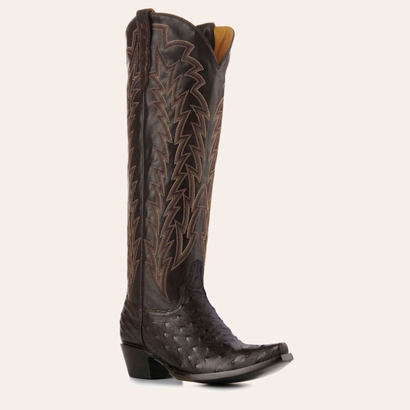 JRC & Sons Women’s Jacqueline Nicotine Full Quill Ostrich Snip Toe Tall Cowboy Boots | Cavender's