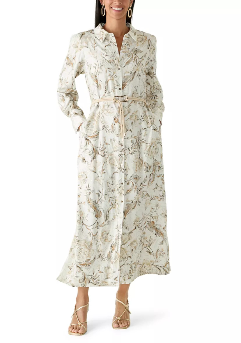 Women's Tie Waist Maxi Shirtdress | Belk