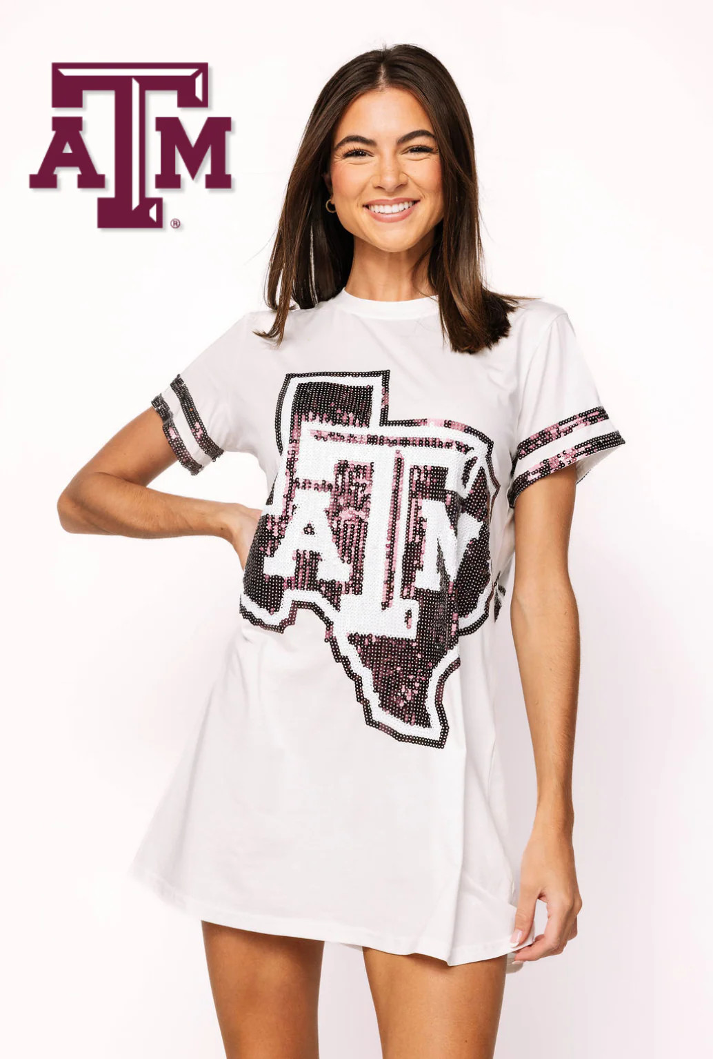 Licensed Texas A&M Oversized Mascot Tee Dress | Queen of Sparkles