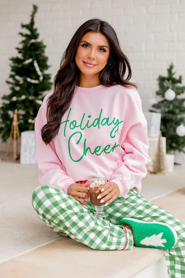 Holiday Cheer Light Pink Oversized Graphic Sweatshirt | Pink Lily