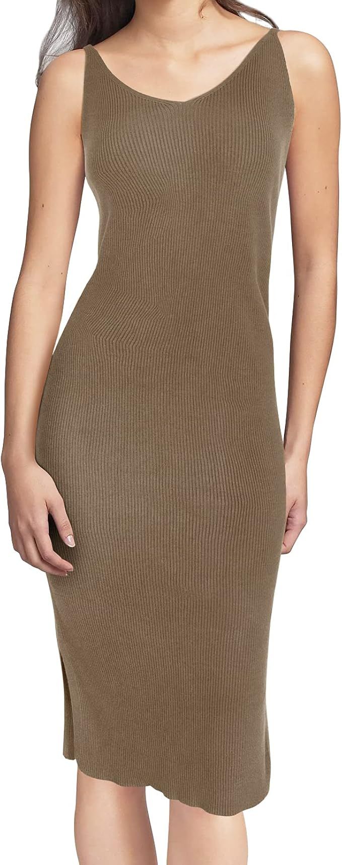 SHAWHERE Womens Bodycon Short Mini Dresses Summer Knit Tank Dress | Amazon (US)
