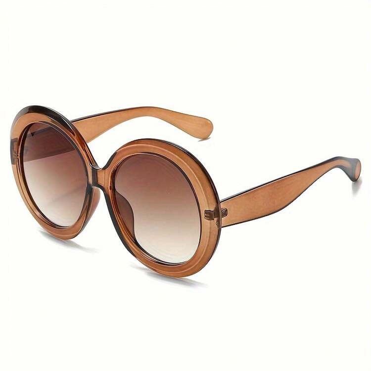 Women's Large Round Frame Glasses - Black Frame Non-Prescription Decorative Glasses, Retro Modern Daily And Special Occasion Style, Fashion Accessories, Metal Hinge Design | SHEIN
