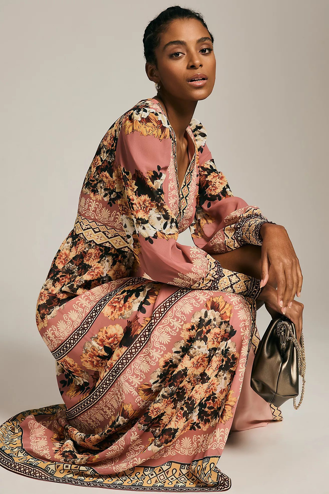 Vineet Bahl Embroidered Long-Sleeve Dress | Anthropologie (US)