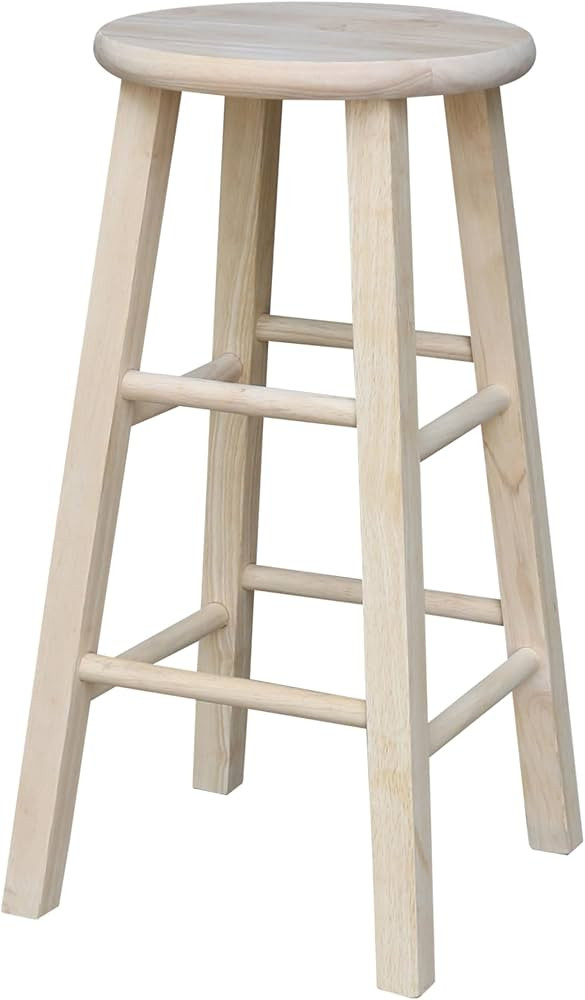 IC International Concepts, Unfinished H Round Top Wooden Stool, Solid Parawood Kitchen/Dining Bar... | Amazon (US)