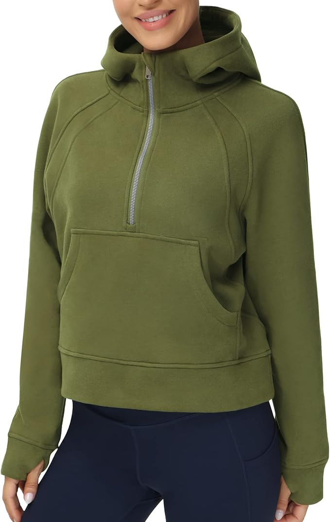 THE GYM PEOPLE Womens' Hoodies Half Zip Long Sleeve Fleece Crop Pullover Sweatshirts with Pockets... | Amazon (US)
