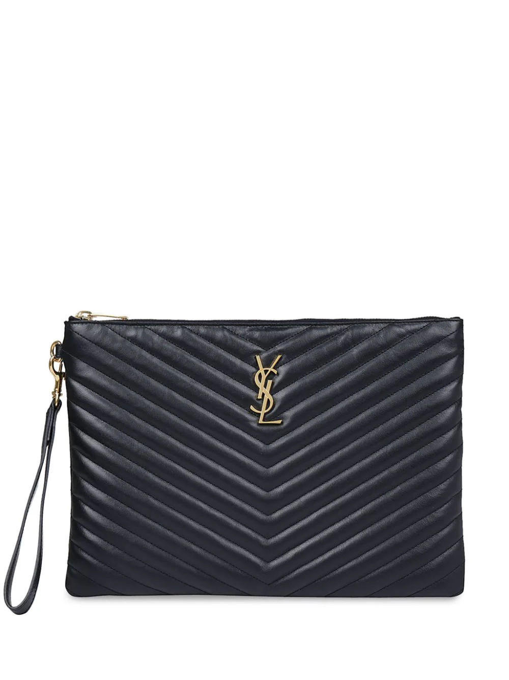 Saint Laurent quilted monogram clutch bag - Black | Farfetch Global