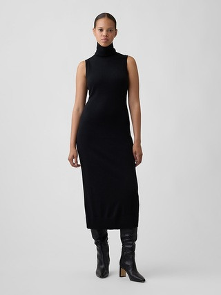 CashSoft Sleeveless Turtleneck Midi Dress | Gap Factory