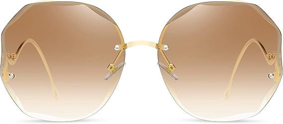 WOWSUN Y2K Sunglasses Rimless Gradient Womens Vintage Sunglasses | Amazon (US)