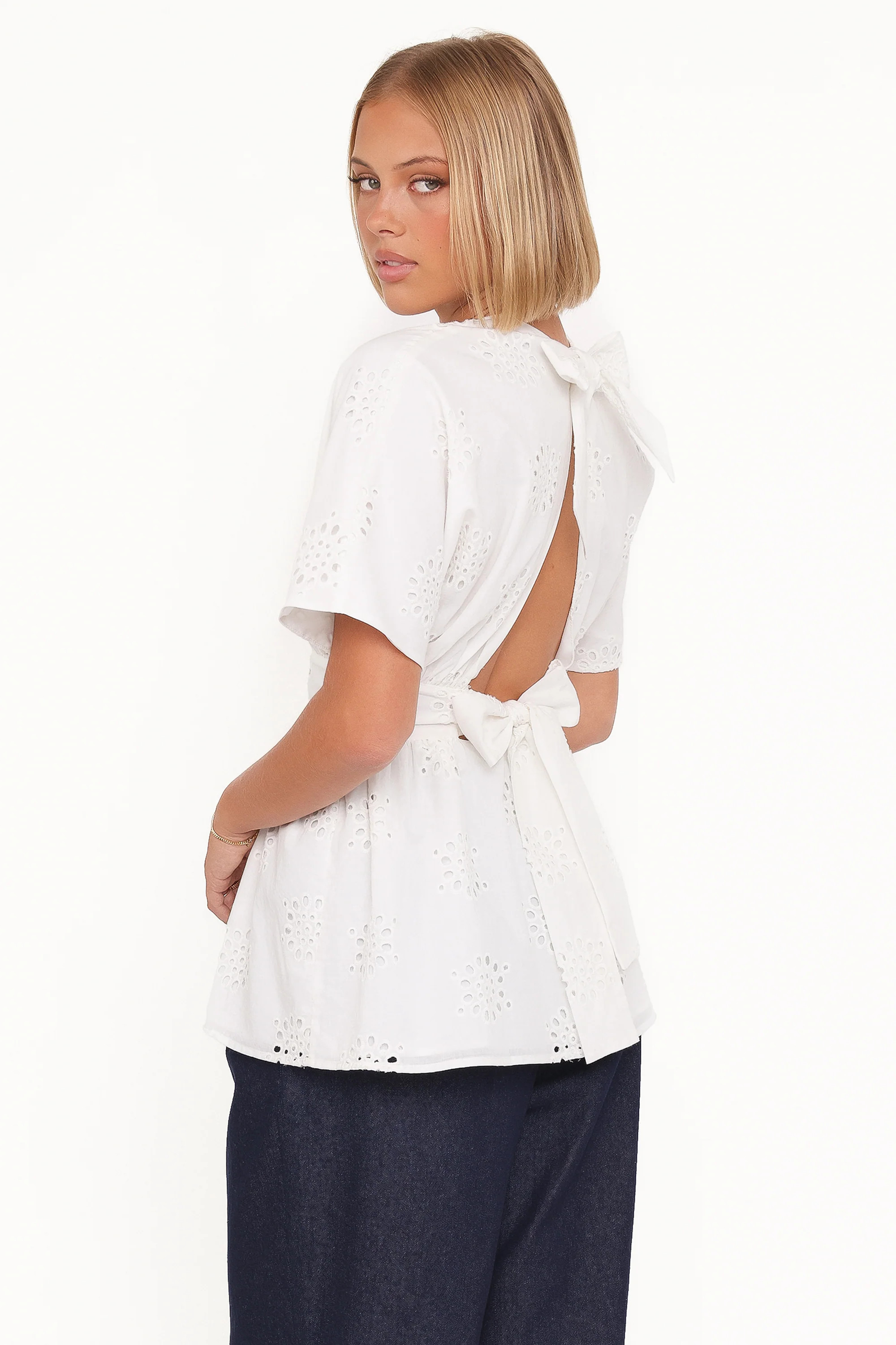 Carmel Tie Back Tunic Top - White Embroidery | Petal & Pup (US)