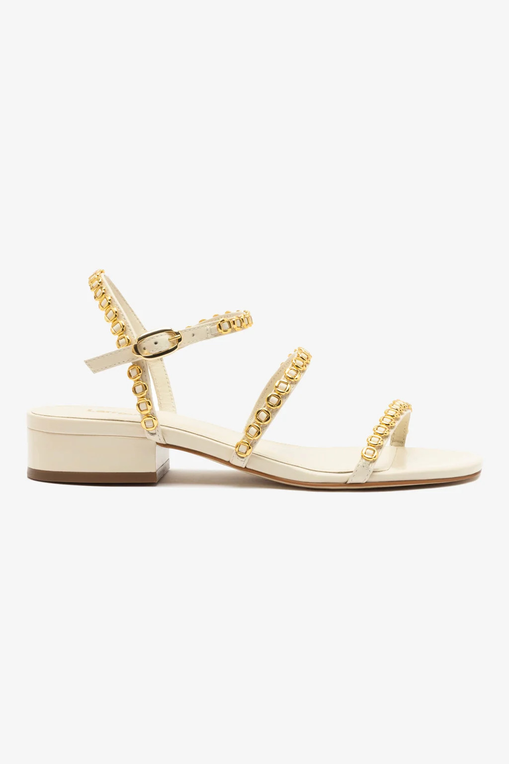 Milanina Flat Sandal In Ivory Leather | Larroude