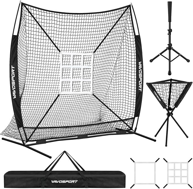 7x7' Baseball & Softball Net for Batting Pitching Hitting - Large Ball Collection System, Portabl... | Amazon (US)