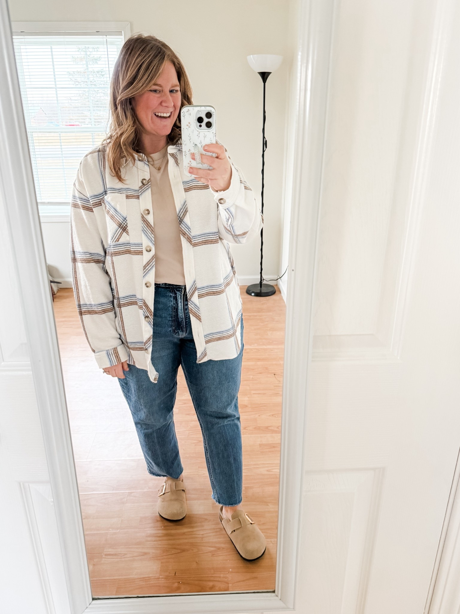 Saturday outfit! Wearing an XL in my plaid shacket and a 33 short in my jeans.  Also linked similar jeans as these are often sold out.  My tee is older and linked similar.  

#LTKMidsize #LTKmomlife #LTKFindsUnder50