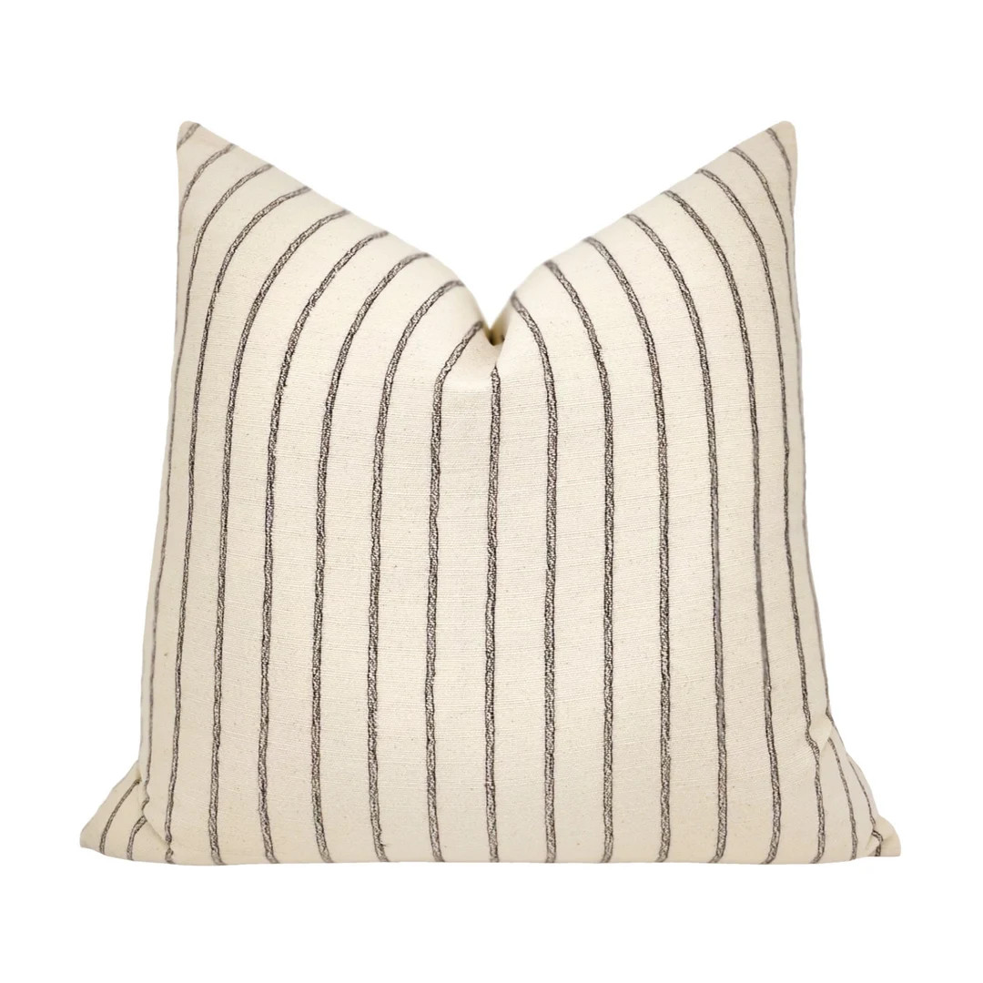 KAYCIE Cream With Black Stripes Pillow Cover Woven Chiang - Etsy | Etsy (US)