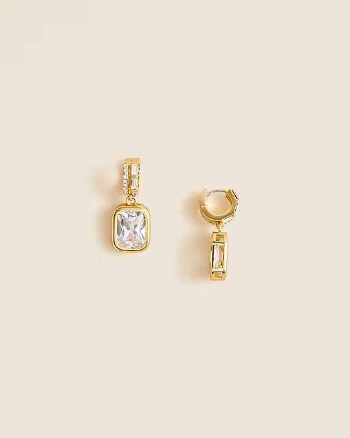 Bezel-set crystal drop earrings | J. Crew US