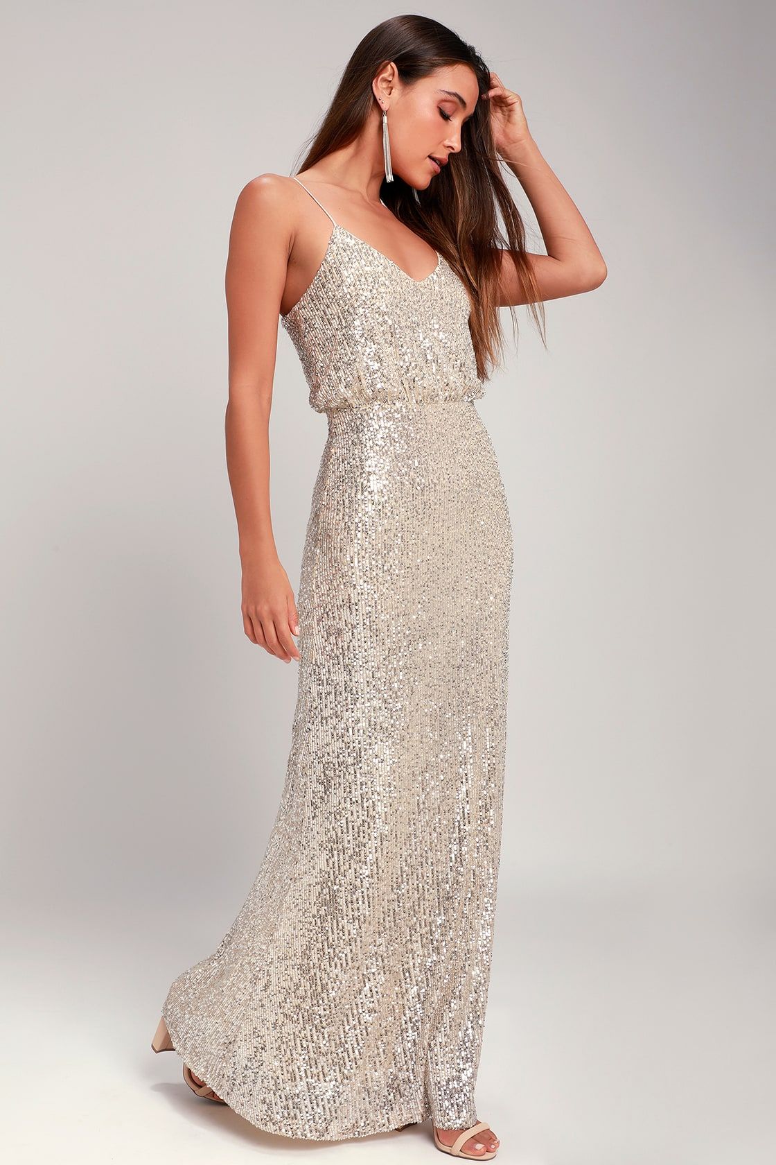 Broadway Silver Sequin Sleeveless Maxi Dress | Lulus