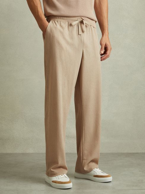 Anzac
                Textured Crepe Drawstring Trousers | Reiss US