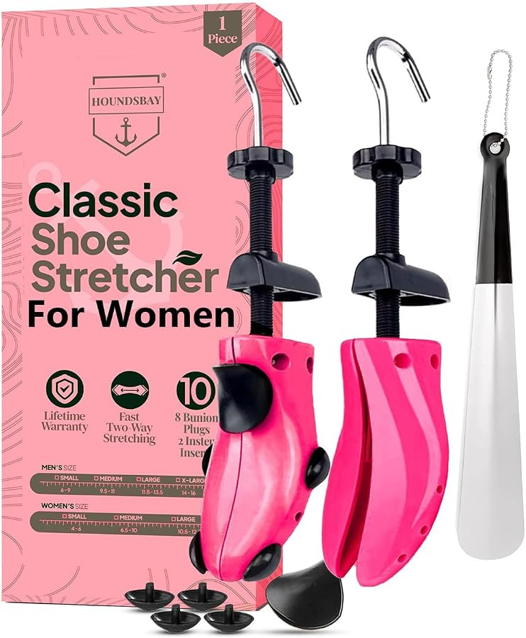 HOUNDSBAY Plastic & Wooden Shoe Stretchers - Adjustable Shoe Widener Expander for Men and Women | Amazon (US)