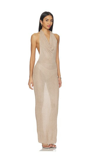 superdown Brylee Knit Drape Maxi Dress in Nude. - size XS | Revolve Clothing (Global)