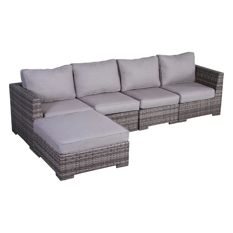 Caron Fully Assembled 122'' Wide Outdoor Wicker Symmetrical Patio Sectional with Cushions | Wayfair North America