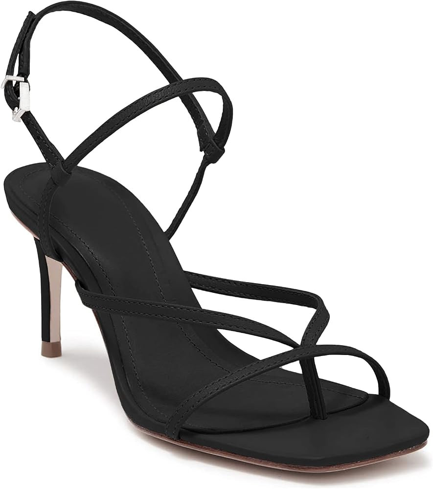 PiePieBuy Womens Square Toe Heeled Sandals Thong Criss Cross Ankle Strap Stiletto Heel Wedding Dr... | Amazon (US)