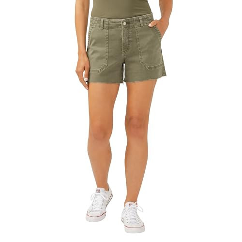 Silver Jeans Co. Women's Suki Mid Rise Curvy Fit Utility Shorts, Fatigue Green, 26 | Amazon (US)