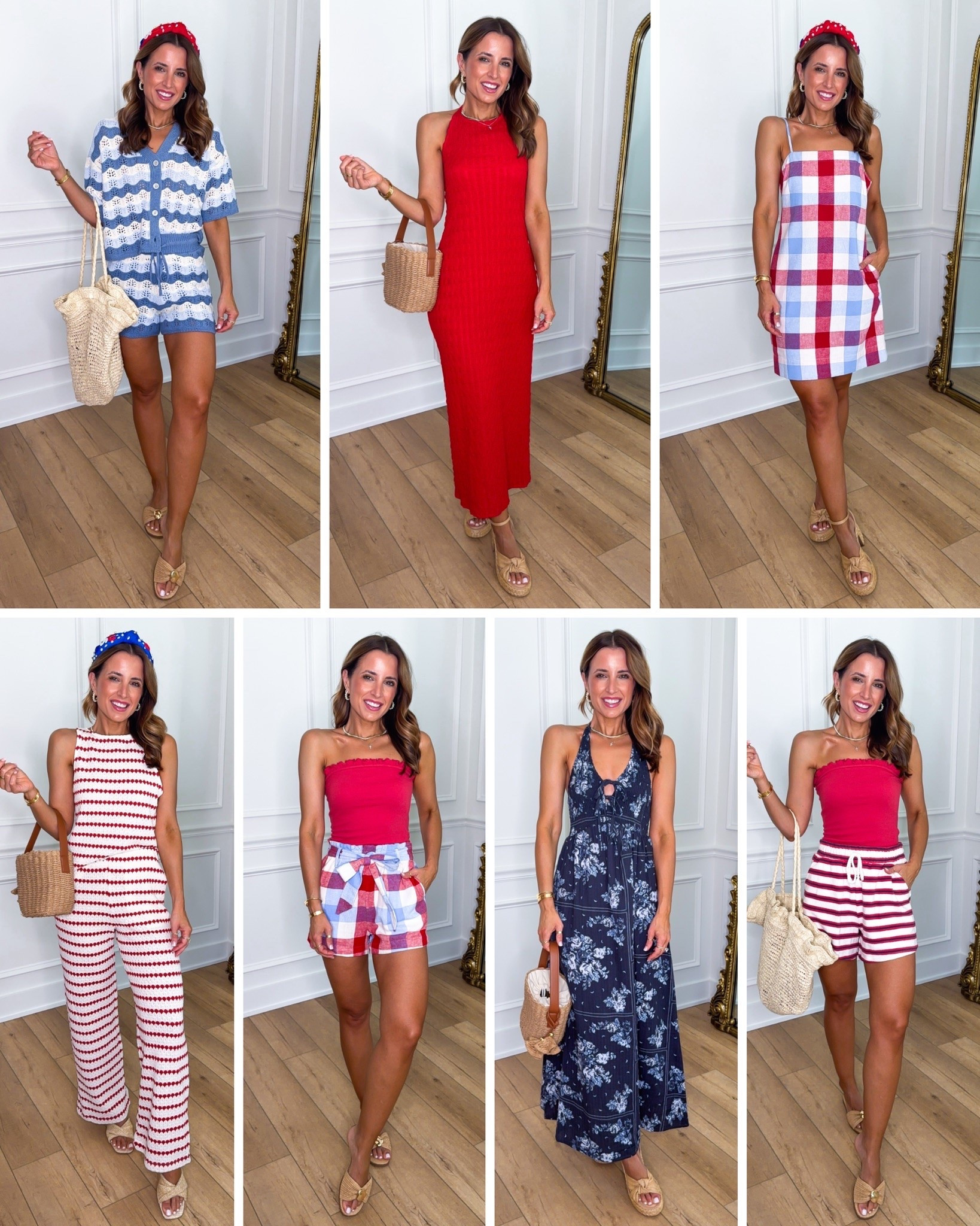 New Target red, white, and blue outfits. XS in each. Sandals are TTS. Fourth of July outfits. 4th of July outfits. Memorial day weekend. Summer outfits. Barbecue outfits. Boating outfits. Vacation outfits. Summer outfits. Swimsuit coverups. 
*Size down in plaid dress. Matching pant set runs a smidge big, too.

#LTKootd #LTKTravel #LTKSwim