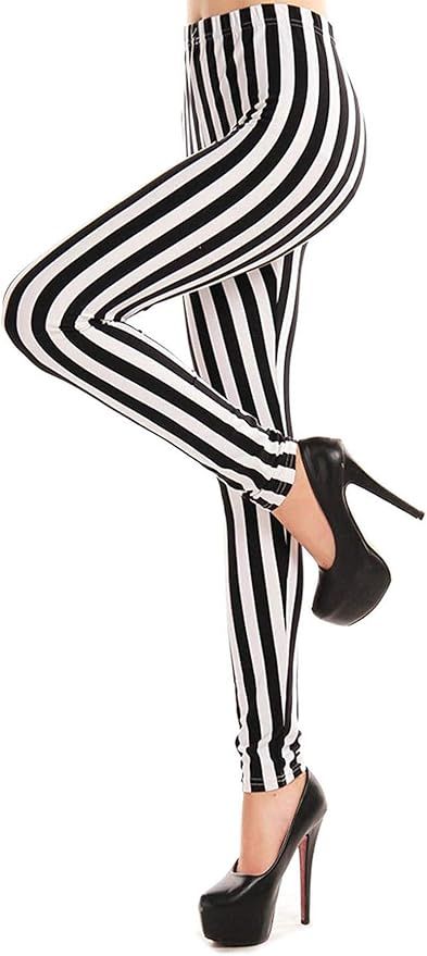 Verabella Women's Black White Striped Ankle Length Stretchy Legging Pants | Amazon (US)
