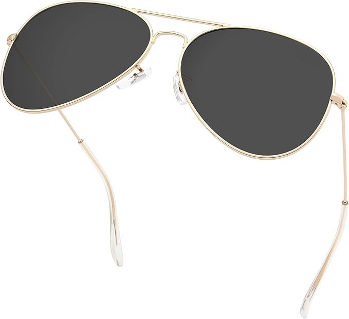 livho Sunglasses for Men Women Aviator Polarized Metal Mirror UV 400 Lens Protection (Gold Black) | Amazon (US)