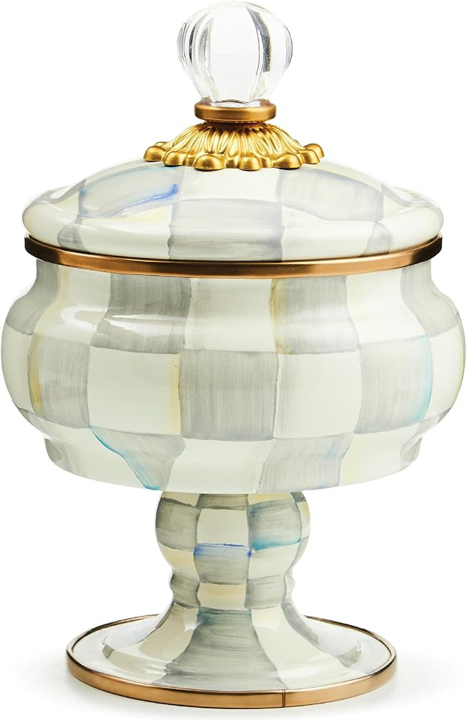 MACKENZIE-CHILDS Enamel Curiosity Pot, Decorative Container for Home Decor, Gray-and-White Sterli... | Amazon (US)